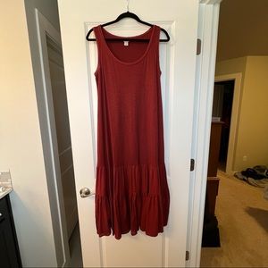 Caslon rust mixed media maxi dress